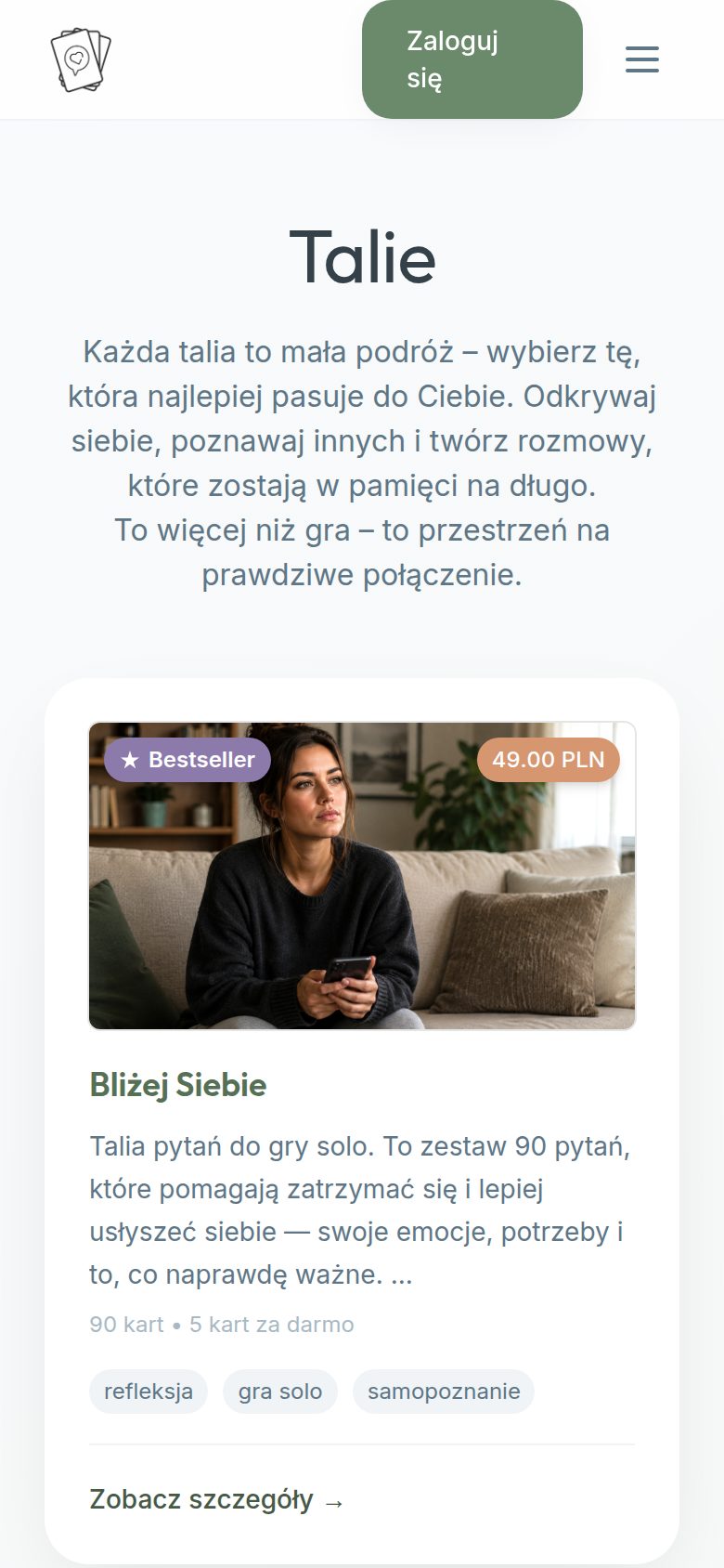 Lista talii rozmowywkartach.pl na telefonie